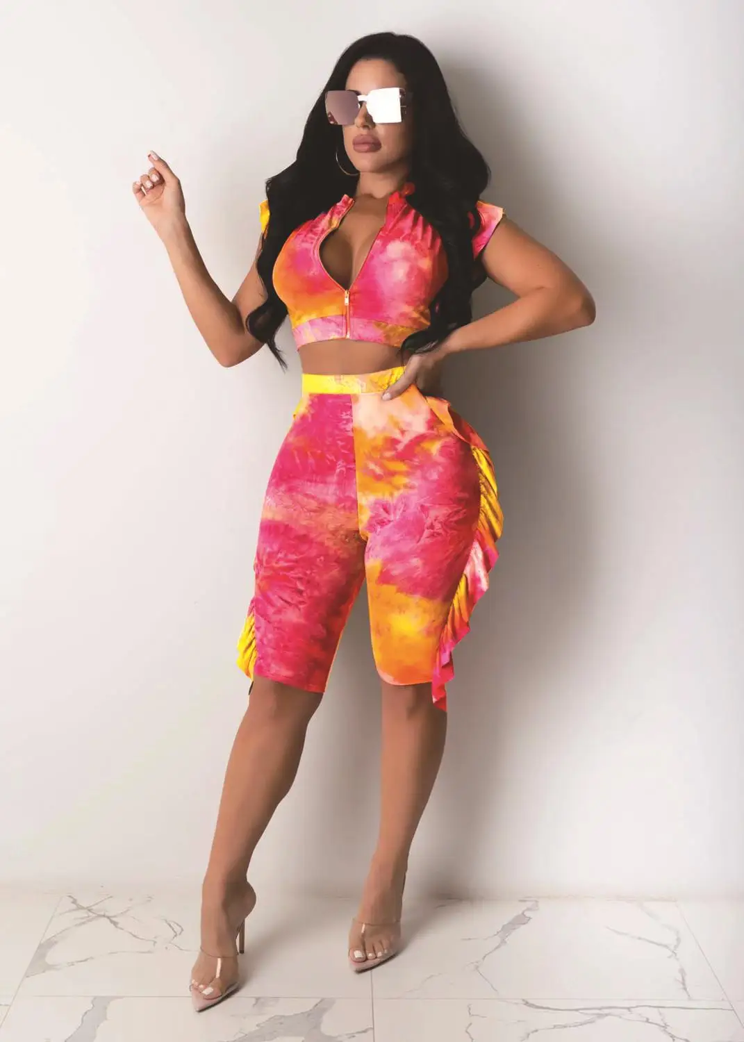 JRRY Women Tracksuits Two Pieces Set Sleeveless Zipper Crop Top Short Pants Tie Dye 2 Pieces Set Outfits Skinny Outdoor Wear 
JRRY Women Tracksuits Two Pieces Set Sleeveless Zipper Crop Top Short Pants Tie Dye 2 Pieces Set Outfits Skinny Outdoor Wear