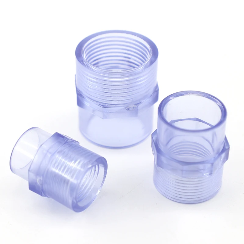 

UPVC Pipe Thread Adapter Transparent 1/2" To 2" Female Straight Connectors Tube Fittings Aquarium Fish Tank Socket Joints