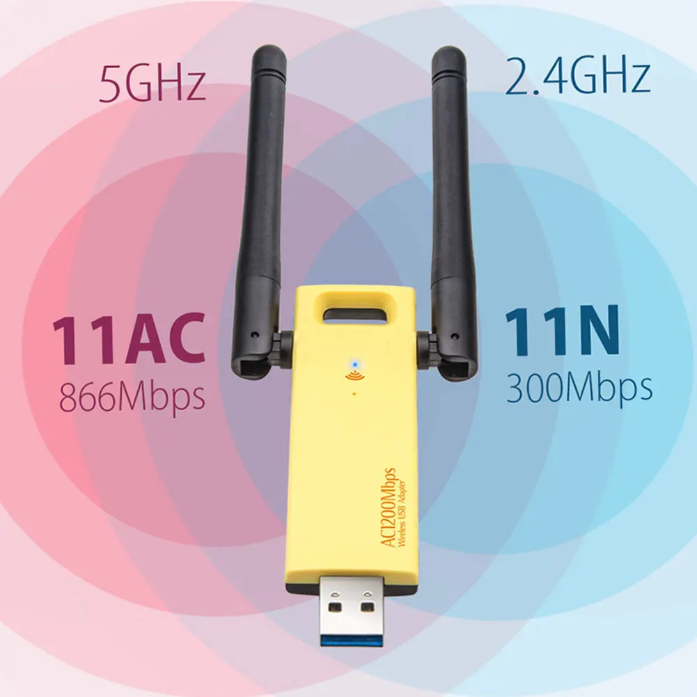 USB WiFi Adapter USB 3.0 Wireless Network Card Wireless Dual Band USB WiFi Adapter with 2 5dBi External Antenna 1200Mbps for PC
USB WiFi Adapter USB 3.0 Wireless Network Card Wireless Dual Band USB WiFi Adapter with 2 5dBi External Antenna 1200Mbps for PC