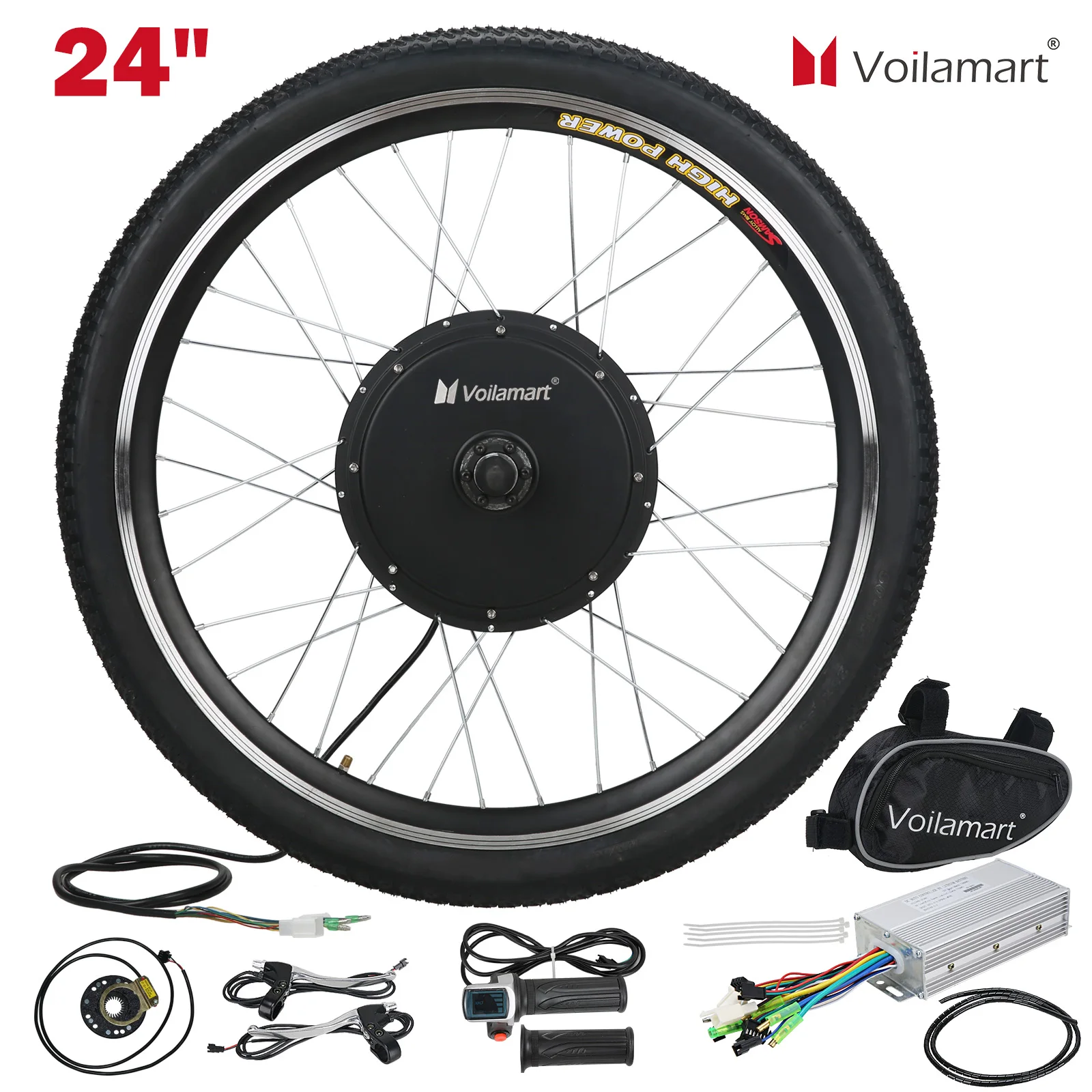 

Voilamart 24"48V 1000W Electric Bike Motor Conversion Kit Front Wheel EBike Cycling Hub Front Drive Brushless Gearless Hub Motor