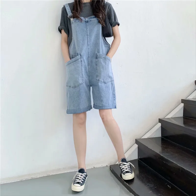 Summer new style fashion washed loose denim overalls for women, solid color slimming big pocket denim jumpsuits for women
Summer new style fashion washed loose denim overalls for women, solid color slimming big pocket denim jumpsuits for women