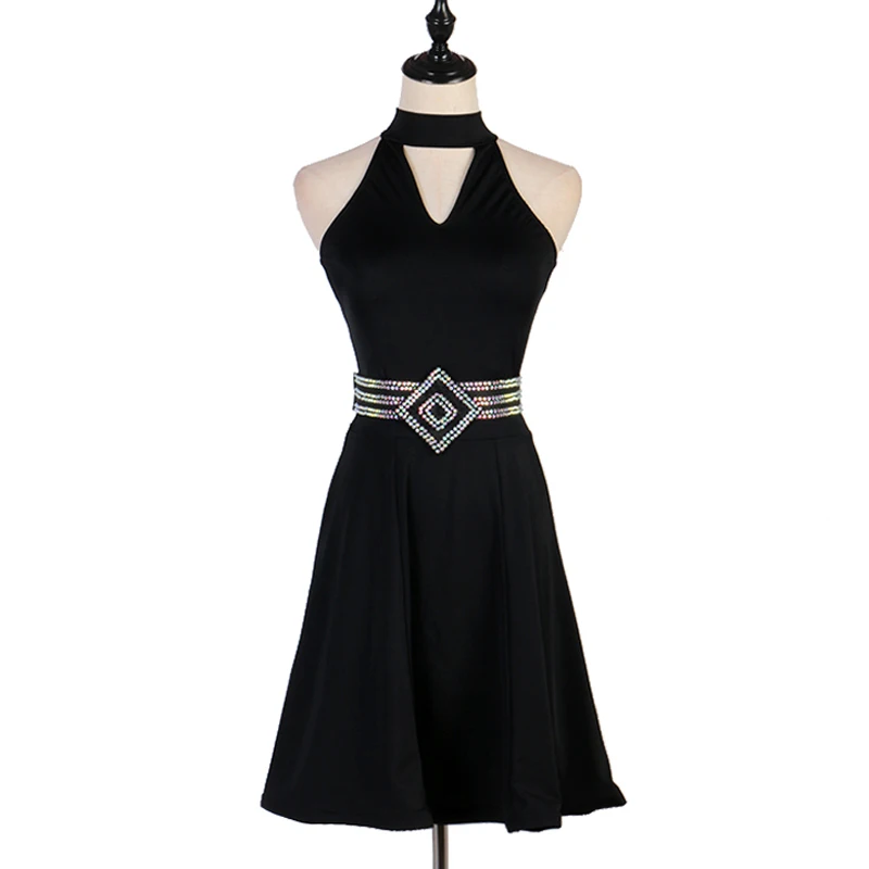 New Latin Dance Dress Removable Diamond Belt Black Practice/Performance Latin Dress Female Ballroom Standard Dancewear DQL3016 
New Latin Dance Dress Removable Diamond Belt Black Practice/Performance Latin Dress Female Ballroom Standard Dancewear DQL3016