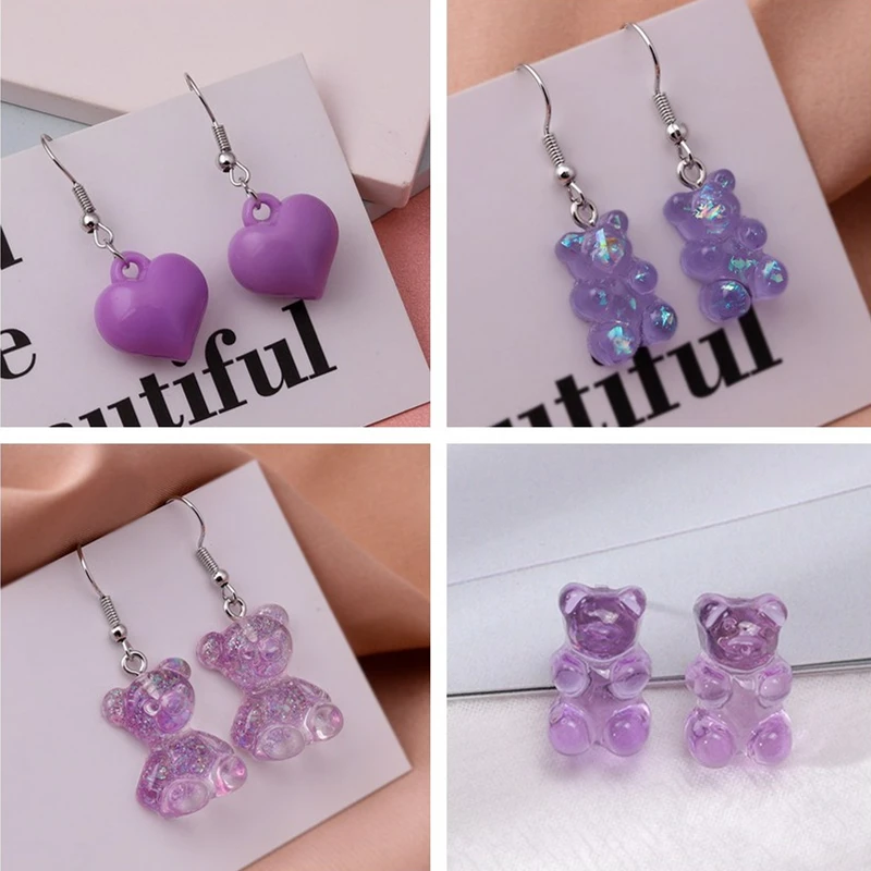 Cute Cartoon Resin Gummy Bear Earrings for Women Candy Color Shiny Sequins Hearts Dangle Earrings New Year Pendants Jewelry
Cute Cartoon Resin Gummy Bear Earrings for Women Candy Color Shiny Sequins Hearts Dangle Earrings New Year Pendants Jewelry