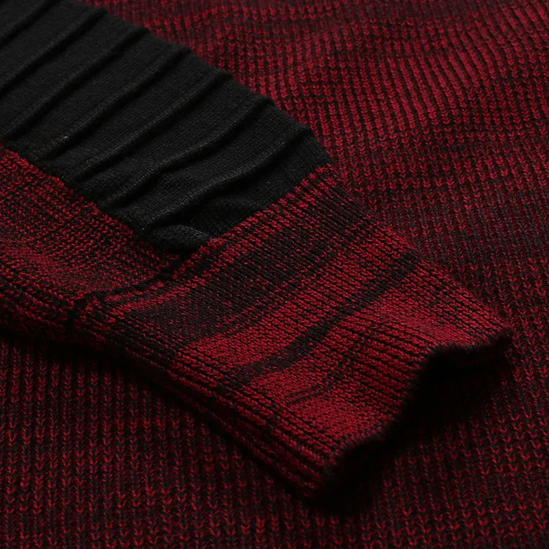 

Men Clothing 2020 Men's Fashion Turtleneck Rotator Cuff Striped Pleat Matching Color Sweater Pull-over Sweater