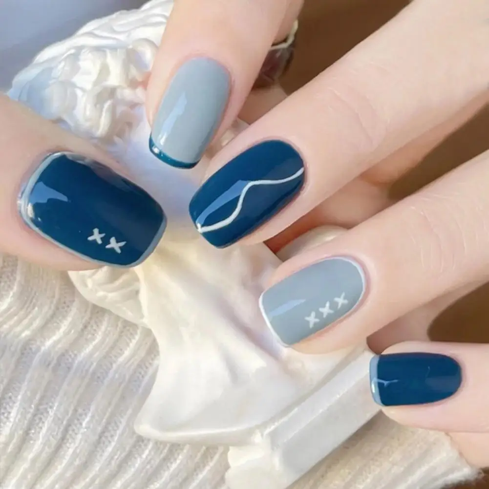 

Various Styles 24Pcs/Box Fashion Fake Fingernail Nail At Pieces with Glue Fake Tips Fine Workmanship for Ladies