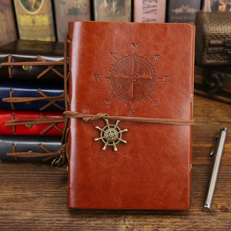 Ретро-блокнот на спирали дневник Винтаж Пираты Якоря из искусственной кожи