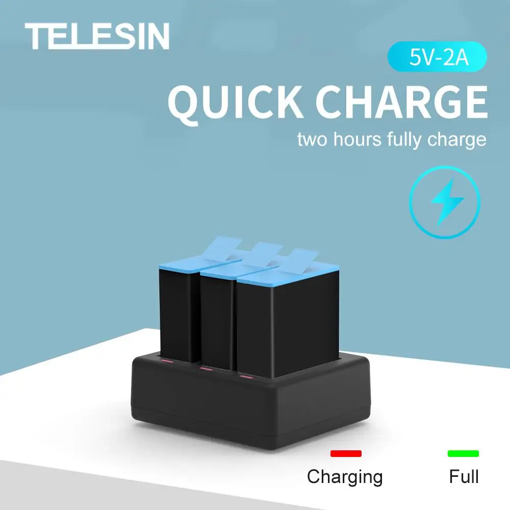 Yfashion Camera Charger Three-charge Battery Sports Accessories for Gopro 9 Hero | Электроника