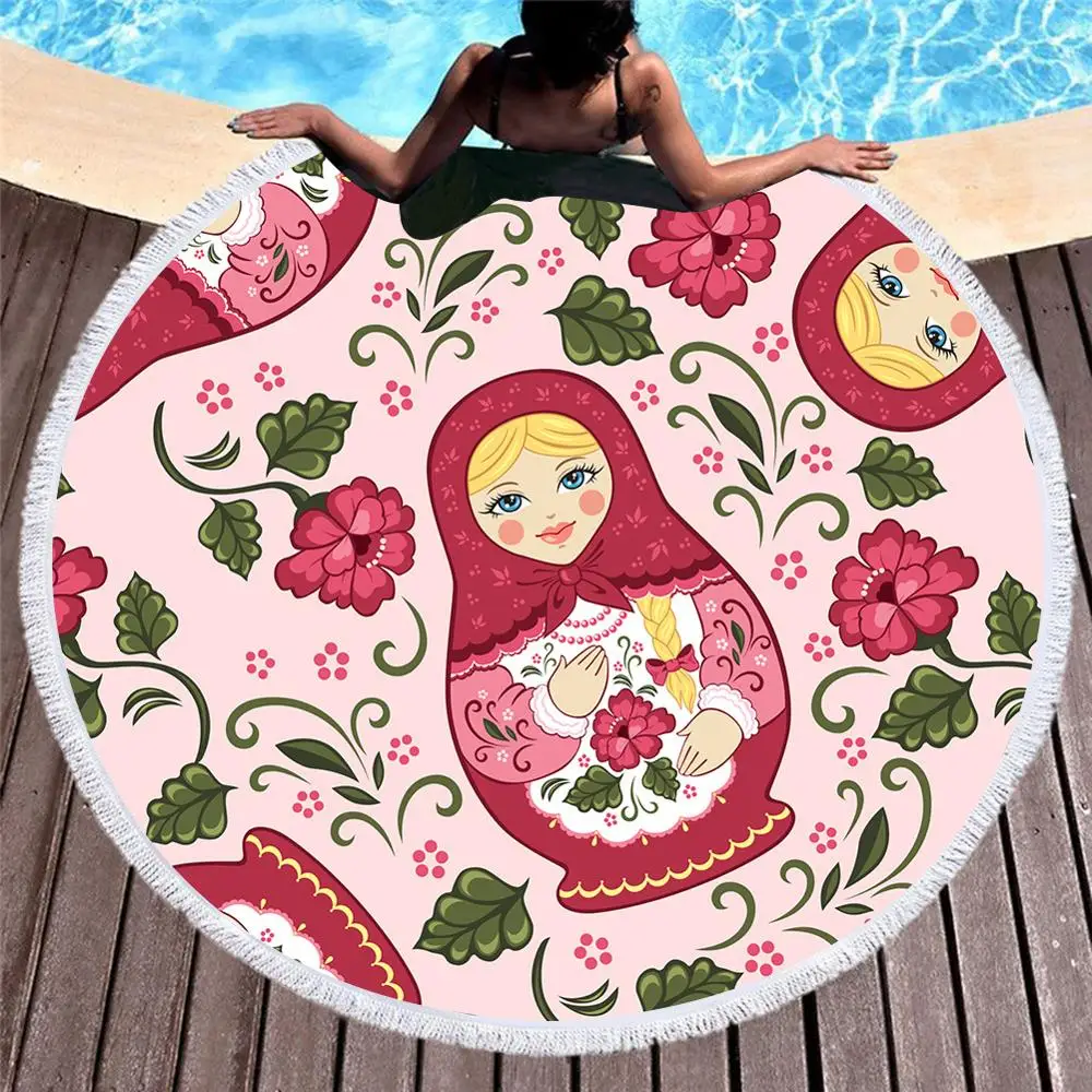 Matryoshka Round Beach Towel Pink Women Floral Printed Yoga Mat Blanket Microfiber Towel Large Bath Toalla De Plage T103
Matryoshka Round Beach Towel Pink Women Floral Printed Yoga Mat Blanket Microfiber Towel Large Bath Toalla De Plage T103
