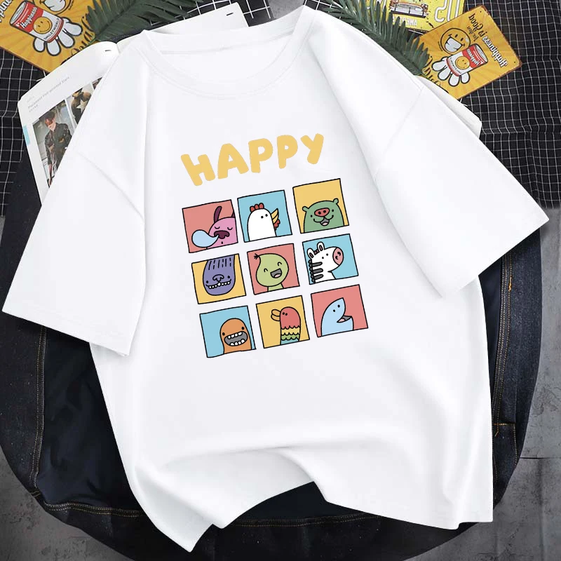Happy Jiugongge Small Animal Print New T-Shirt Neutral Cartoon Pure Cotton Daily Cute Short-Sleeved 13-Color Round Neck Top
Happy Jiugongge Small Animal Print New T-Shirt Neutral Cartoon Pure Cotton Daily Cute Short-Sleeved 13-Color Round Neck Top