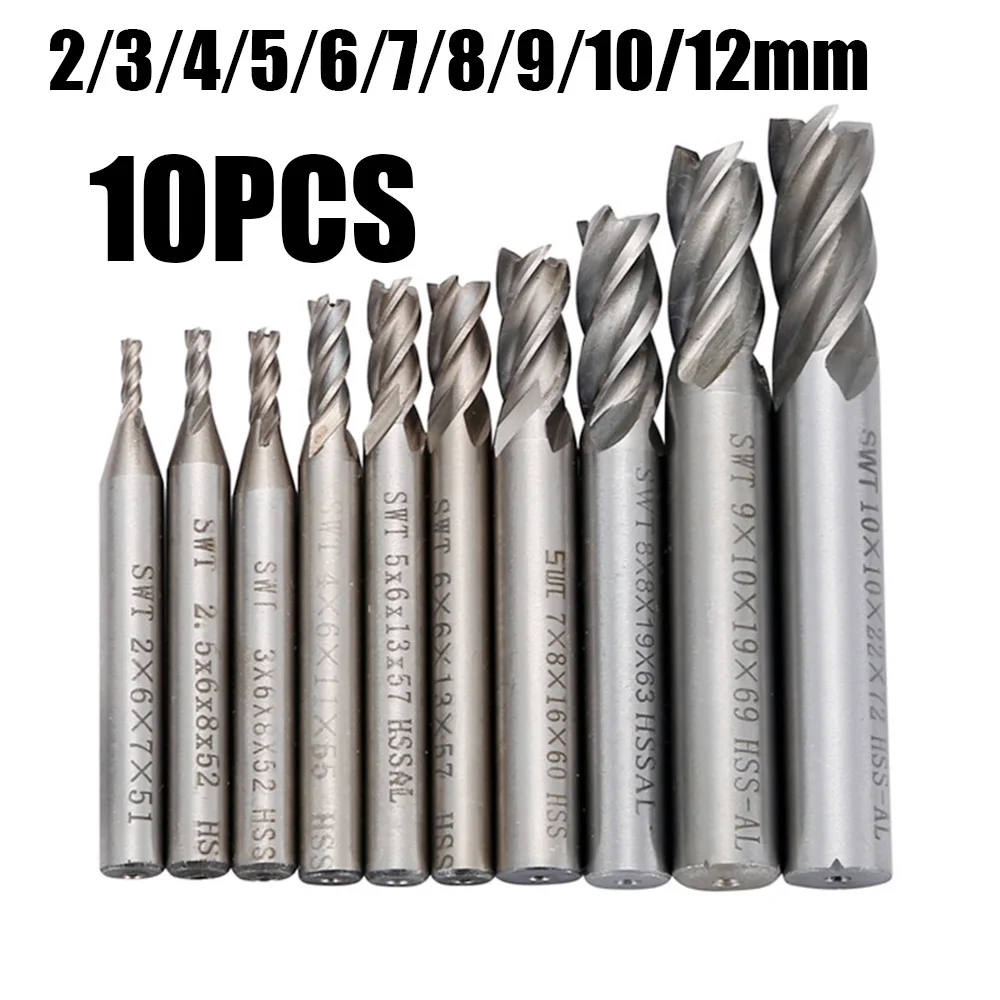10PCS High Speed Steel Straight Shank Milling Cutter 2/3/4/5/6/7/8/9/10/12mm Milling Cutters Grind Copper, Aluminum, Tool Steel
10PCS High Speed Steel Straight Shank Milling Cutter 2/3/4/5/6/7/8/9/10/12mm Milling Cutters Grind Copper, Aluminum, Tool Steel