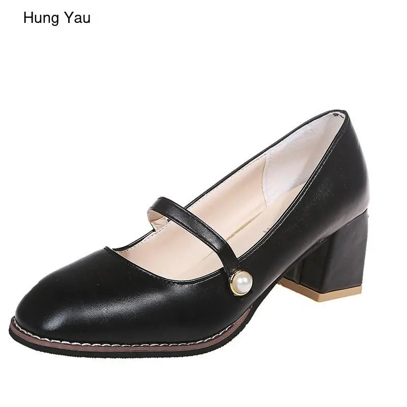 Shoes For Women High Thick Heels Classic Pumps Autumn pearl Hasp Shallow Leather Square Toe Casual Fashion Shoes Size 35-42
Shoes For Women High Thick Heels Classic Pumps Autumn pearl Hasp Shallow Leather Square Toe Casual Fashion Shoes Size 35-42
