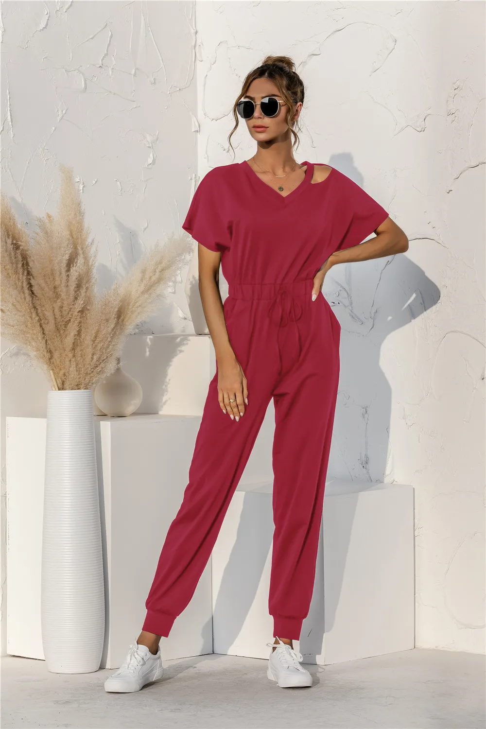 Women Summer Casual Jumpsuit Short Sleeve Female Robe V Neck Hollow Out Overalls Women Streetwear Jumpsuit
Women Summer Casual Jumpsuit Short Sleeve Female Robe V Neck Hollow Out Overalls Women Streetwear Jumpsuit