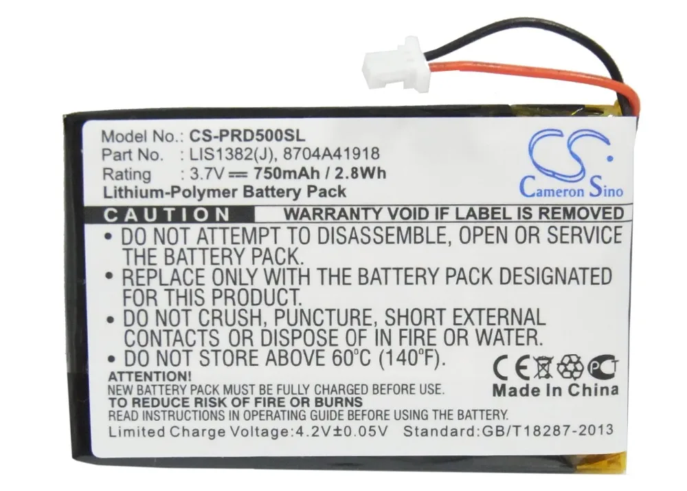 

Cameron Sino 750mAh Battery 1-756-769-11 8704A41918 LIS1382(J) for Portable Reader PRS-500,500U2,505,505/LC,505/RC,505/SC,505SC