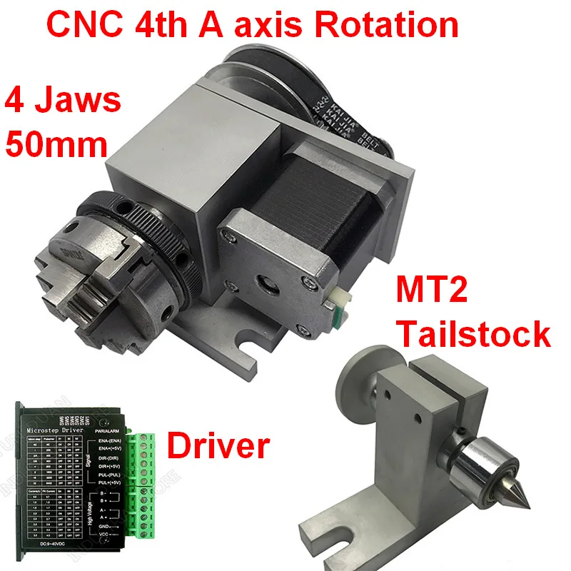 CNC A Axis Вращение 4 Челюсти Sanou K02-50 2 "патрон 4-осевой вращающийся & Привод MT2