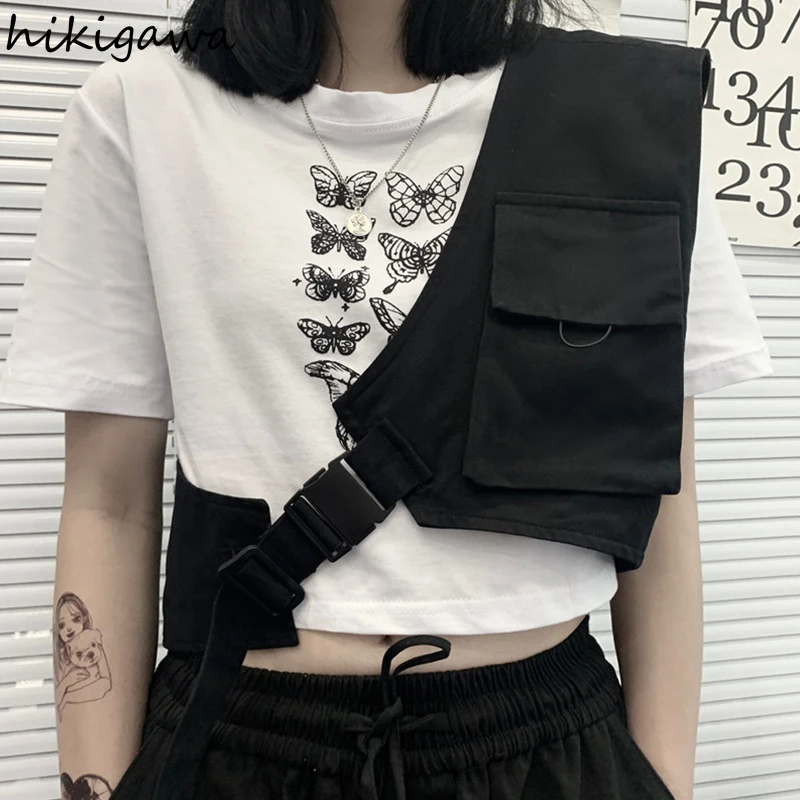 Hikigawa Black Solid Gothic Vest for Women Short Irregular Women's Clothes Men Tops Outerwear Coat Female Hip Hop Harajuku Vests
Hikigawa Black Solid Gothic Vest for Women Short Irregular Women's Clothes Men Tops Outerwear Coat Female Hip Hop Harajuku Vests