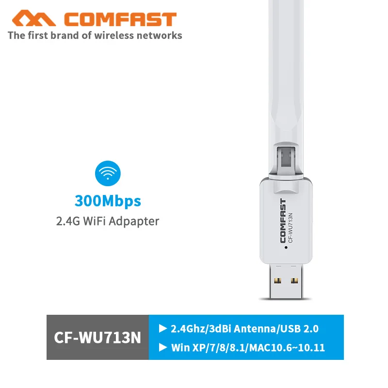 802.11b/g/n USB WiFi адаптер 300 Мбит/с мини Wi-Fi ПК сетевая карта ключ с 3dBi антенной Ethernet wifi