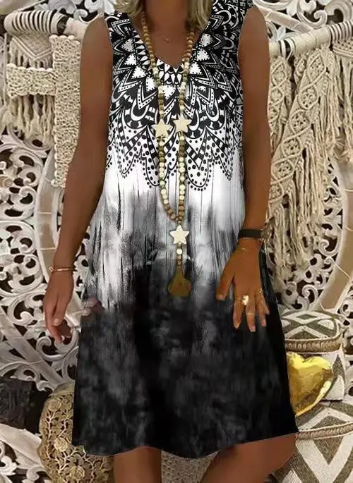 New Summer Positioning Printing Sleeveless Dress Female Fashion Sexy A-line Version Dress Plus Size Party Mini Skirt 
New Summer Positioning Printing Sleeveless Dress Female Fashion Sexy A-line Version Dress Plus Size Party Mini Skirt