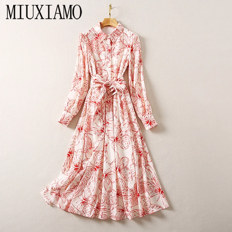 MIUXIMAO 2020 Fall Dress Women Party Dress Red Flower Long Sleeve Office Lady Casual Dress Women Vestidos With Belt
MIUXIMAO 2020 Fall Dress Women Party Dress Red Flower Long Sleeve Office Lady Casual Dress Women Vestidos With Belt