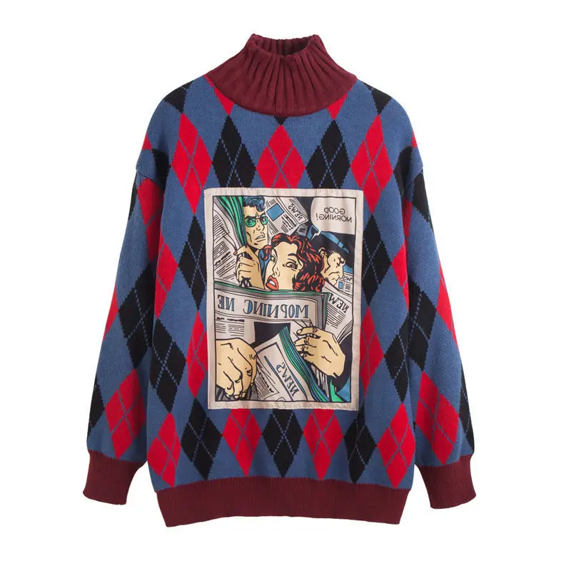 The Trend of Autumn and Winter New Women's Net Red Hong Kong Flavor Diamond Pattern Sweater Fashion Loose Retro Knitted Top
The Trend of Autumn and Winter New Women's Net Red Hong Kong Flavor Diamond Pattern Sweater Fashion Loose Retro Knitted Top