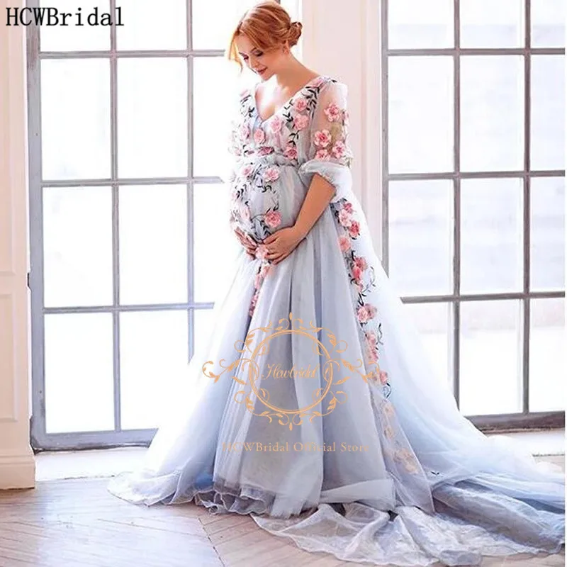 Graceful Plus Size Evening Dress For Pregnant Women Half Sleeves Corset Back Silver Organza Flowers Formal Occasion Dress Cheap 
Graceful Plus Size Evening Dress For Pregnant Women Half Sleeves Corset Back Silver Organza Flowers Formal Occasion Dress Cheap