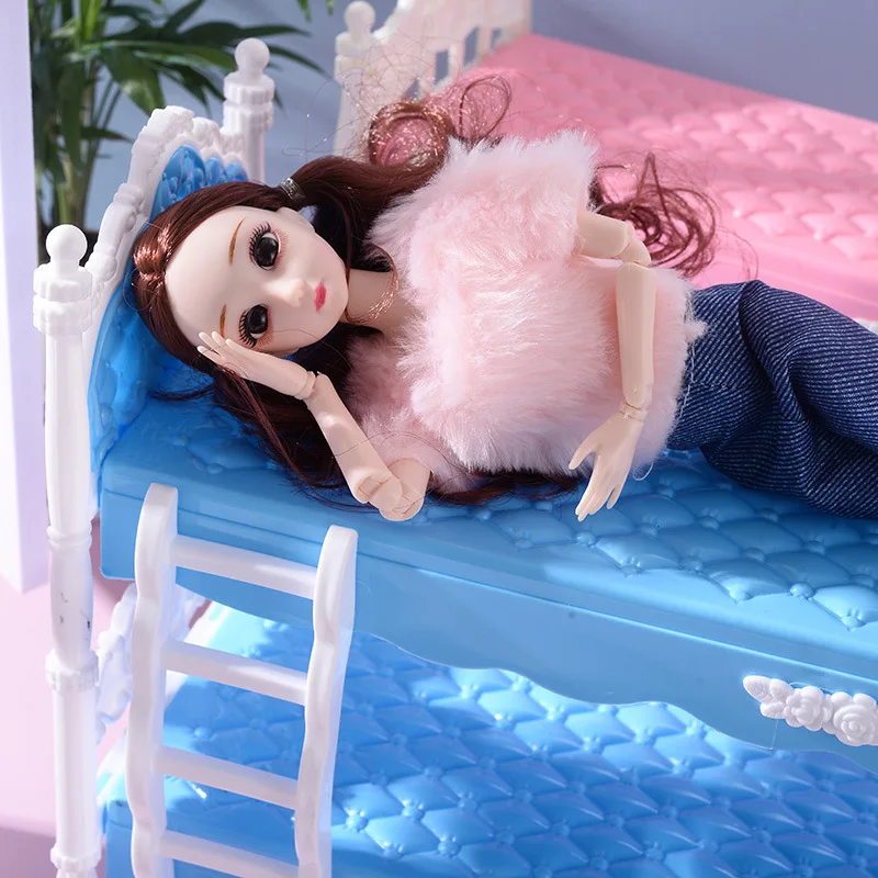 Куклы-Барби 30 см двухъярусная кровать аксессуары для конструктора собранный