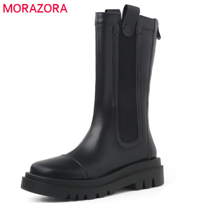 MORAZORA 2021 Genuine Leather Shoes Women Chelsea Boots Winter Flat Platform Casual Shoes Comfortable Mid Calf Boots Female 
MORAZORA 2021 Genuine Leather Shoes Women Chelsea Boots Winter Flat Platform Casual Shoes Comfortable Mid Calf Boots Female