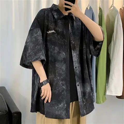 Tie-dye embroidered semi-short sleeve shirt men plus fat plus size fat loose summer street harbor retro
Tie-dye embroidered semi-short sleeve shirt men plus fat plus size fat loose summer street harbor retro