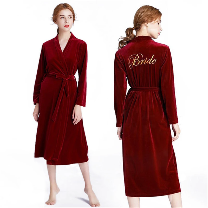 Bathrobe Bridal Robe Wedding Autumn/ Winter New Gold Velvet Pajamas Bridesmaid Gown Luxury Brand Fashion Bathrobe Cardigan
Bathrobe Bridal Robe Wedding Autumn/ Winter New Gold Velvet Pajamas Bridesmaid Gown Luxury Brand Fashion Bathrobe Cardigan