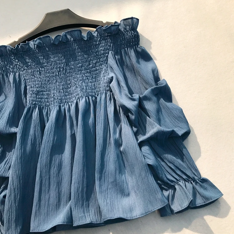 Шифоновые рубашки с пышными рукавами, однотонная женская блузка с воротником-лодочкой и милыми оборками в стиле пэчворк, женские свободные ... 
Шифоновые рубашки с пышными рукавами, однотонная женская блузка с воротником-лодочкой и милыми оборками в стиле пэчворк, женские свободные ...