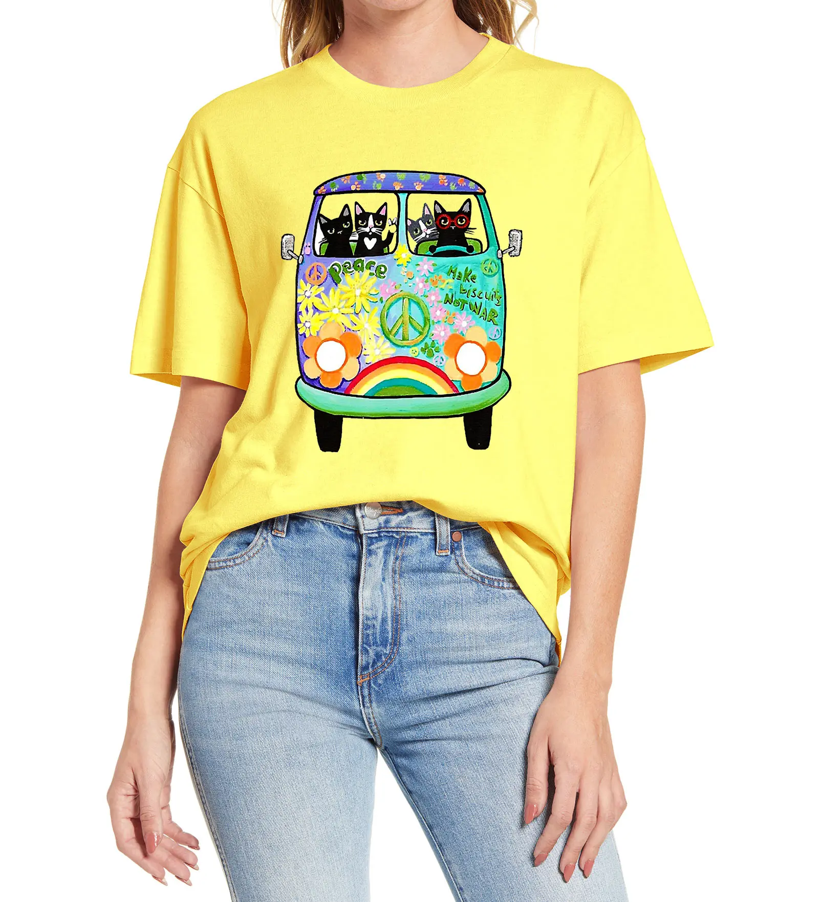 Funny Black Cat Drive Hippie Car Short Sleeve Vintage Unisex T- Shirt Women's Novelty T-shirt Cotton Tee Eu Size
Funny Black Cat Drive Hippie Car Short Sleeve Vintage Unisex T- Shirt Women's Novelty T-shirt Cotton Tee Eu Size