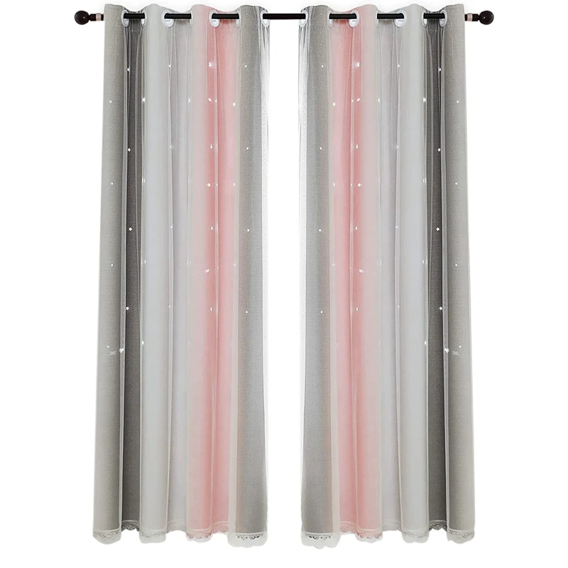 Star Curtain Bedroom Room Decoration Tulle Covered Colorful Striped Layered Curtain, 1 Piece (Pink/Gray)
Star Curtain Bedroom Room Decoration Tulle Covered Colorful Striped Layered Curtain, 1 Piece (Pink/Gray)