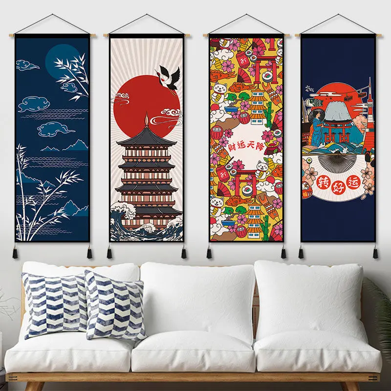 

Japanese Canvas Poster Art Sushi Restaurant Decoracion Para Sala Decorative Painting Hanging Scroll Wall Room Decor Tapestry