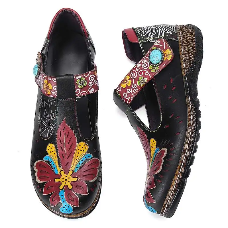 SOCOFY Genuine Leather Handmade Cowhide Leather Flowers Pattern Wedges Outdoor Sandals Shoes Women Shoes Botas Mujer 2020
SOCOFY Genuine Leather Handmade Cowhide Leather Flowers Pattern Wedges Outdoor Sandals Shoes Women Shoes Botas Mujer 2020