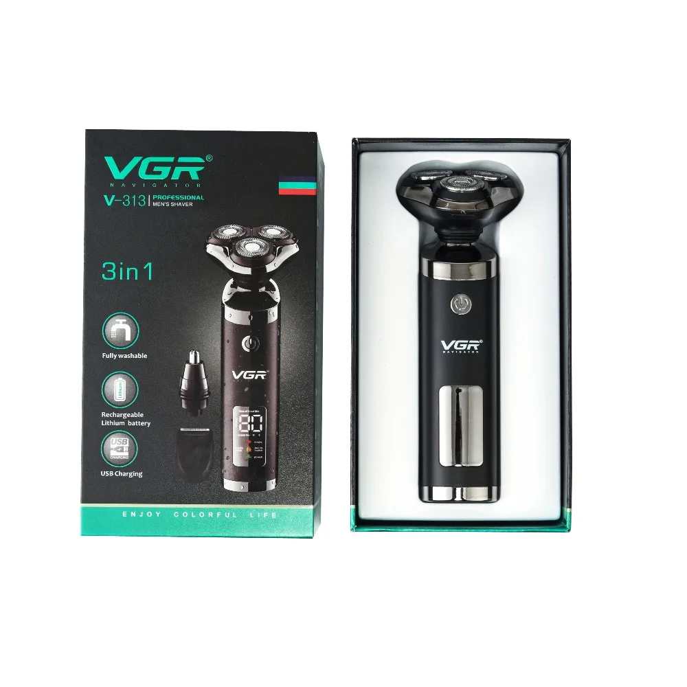 VGR 3 in 1 electric Shaver RAZOR USB rechargeable Triple Floating Blade Beard Trimmer nose hair trimmer washable LCD display
VGR 3 in 1 electric Shaver RAZOR USB rechargeable Triple Floating Blade Beard Trimmer nose hair trimmer washable LCD display