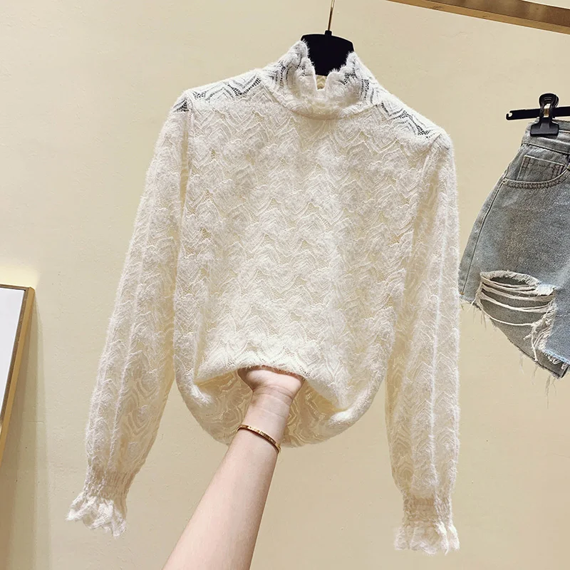 New 2021 Spring Summer Fashion Lace Shirt Vintage Blouse Women Bastic Office Ladies Long Sleeve Female Cute Shirts Black White 
New 2021 Spring Summer Fashion Lace Shirt Vintage Blouse Women Bastic Office Ladies Long Sleeve Female Cute Shirts Black White