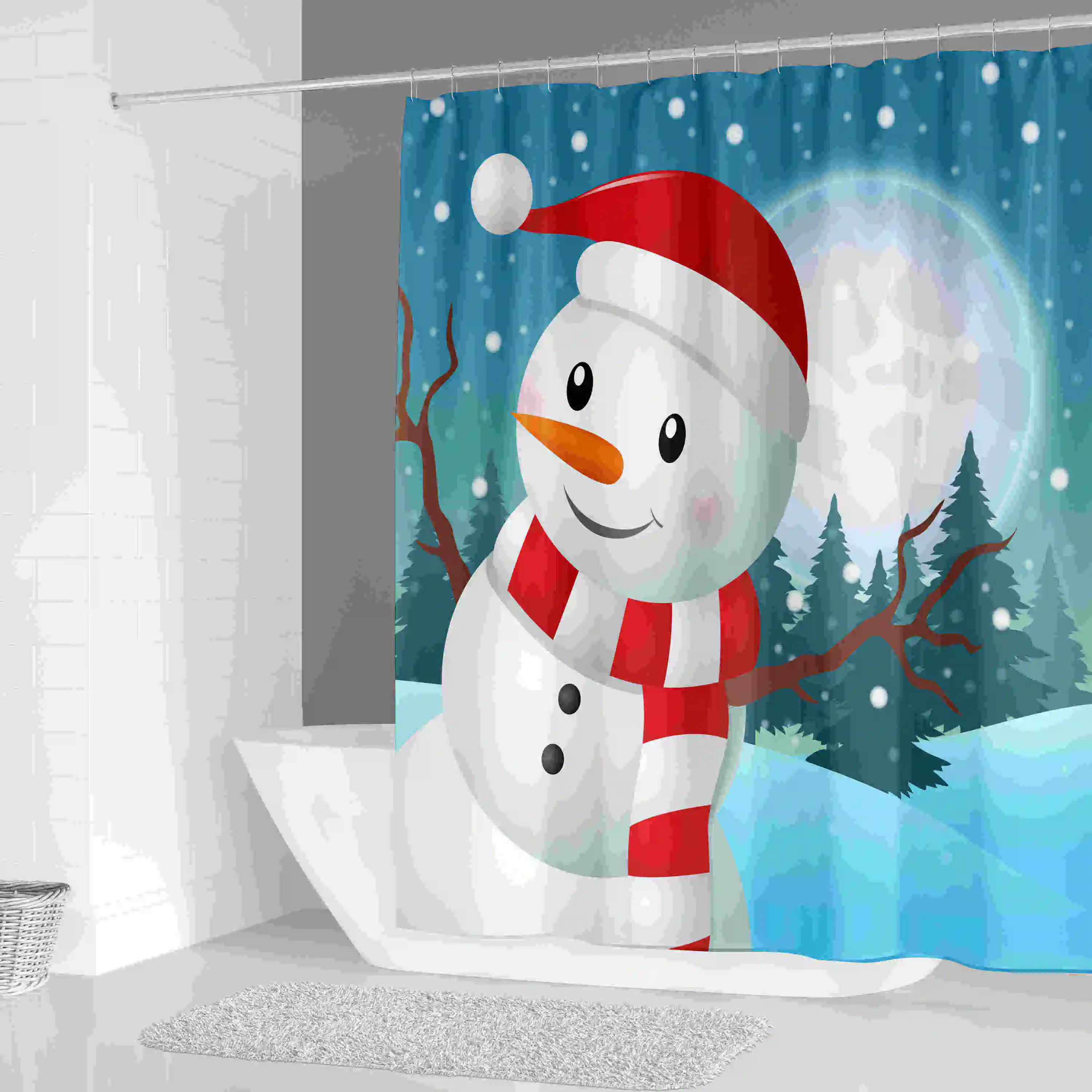 Merry Christmas Santa Claus Snowman Shower Curtains Bathroom Curtain Fabric Waterproof Polyester Bath Curtain
Merry Christmas Santa Claus Snowman Shower Curtains Bathroom Curtain Fabric Waterproof Polyester Bath Curtain