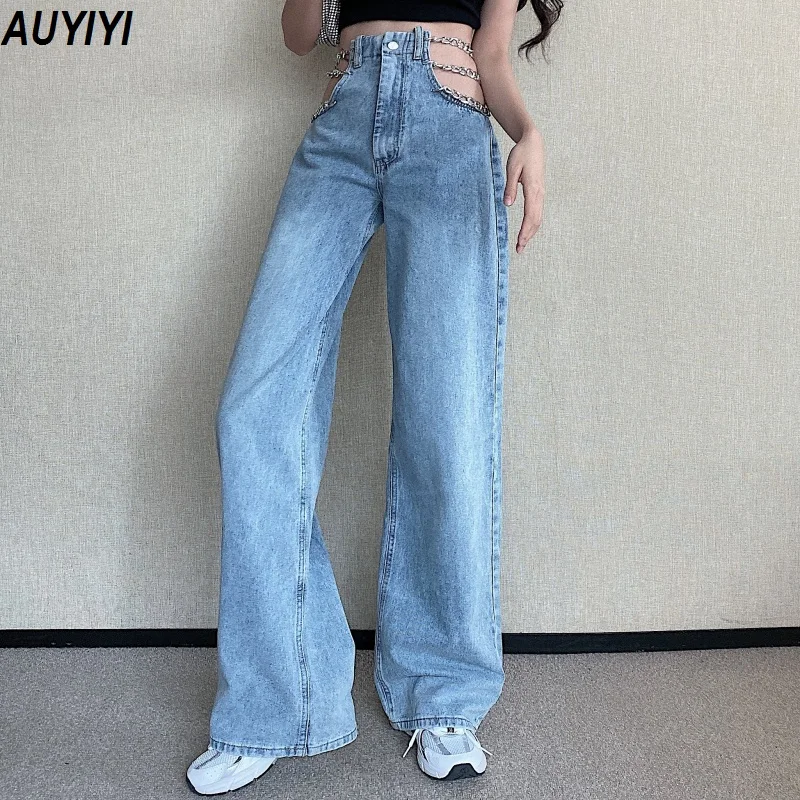 AUYIYI Women's 2021 Summer Thin Section Casual Comfortable Sexy High-Waisted Wide-leg Trousers Straight Chain Jeans
AUYIYI Women's 2021 Summer Thin Section Casual Comfortable Sexy High-Waisted Wide-leg Trousers Straight Chain Jeans