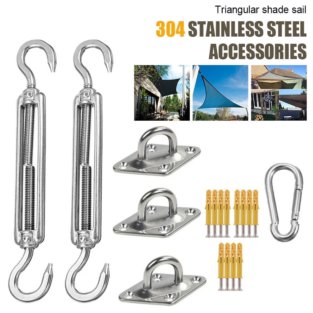 Shade Sail Hardware Kit Stainless Steel Sun Shade Hardware for Triangle/Rectangle Sun Shade Installation Tent Accessories
Shade Sail Hardware Kit Stainless Steel Sun Shade Hardware for Triangle/Rectangle Sun Shade Installation Tent Accessories