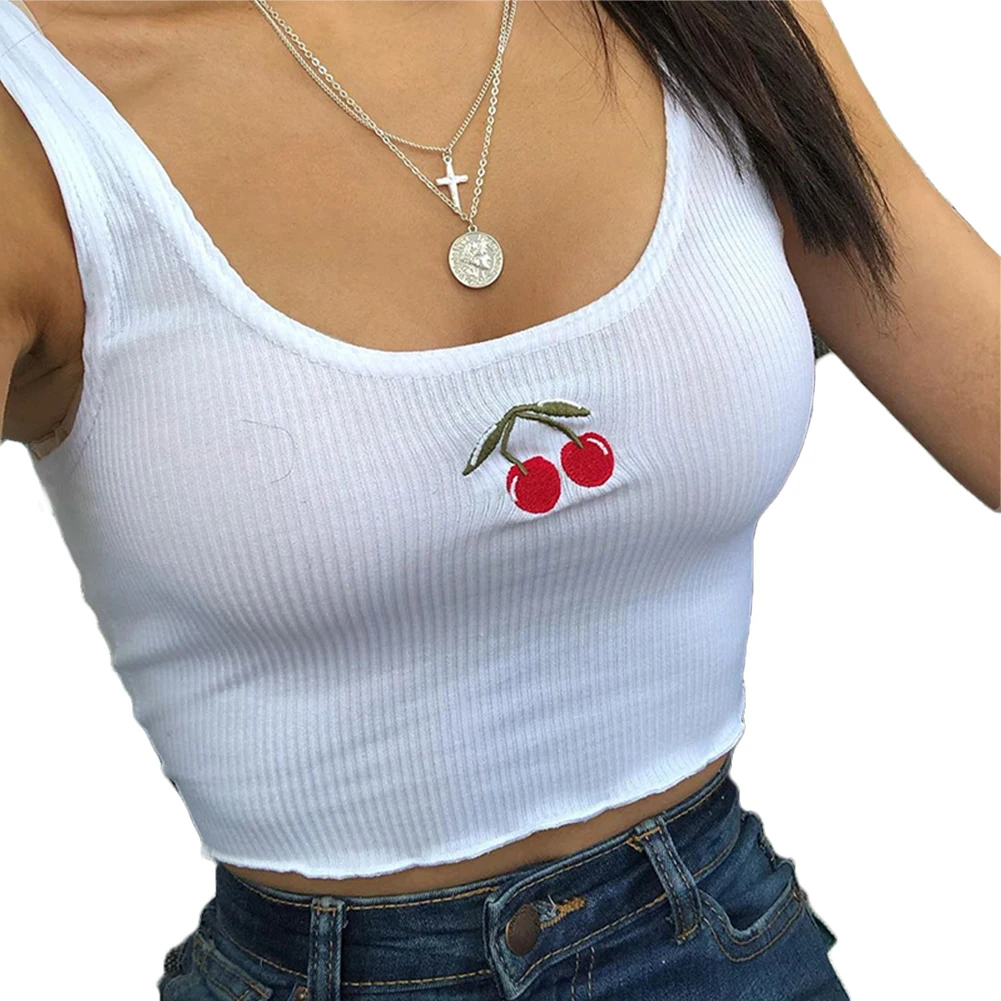 New 2020 Women Crop Top Summer Red Cherry Embroidery Strap Blue Cropped Feminino Ladies Elastic Ruched Short Vest Camisole
New 2020 Women Crop Top Summer Red Cherry Embroidery Strap Blue Cropped Feminino Ladies Elastic Ruched Short Vest Camisole