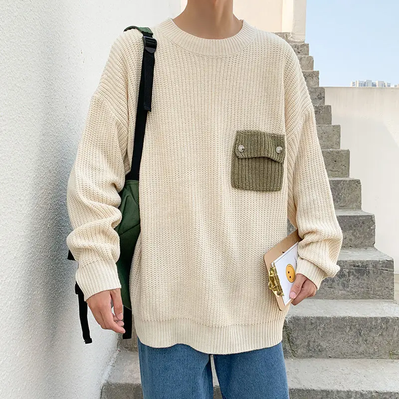 Autumn Winter Sweater Men's Warm Fashion Pocket Casual O-neck Knitted Pullover Men Korean Loose Knitting Sweaters Mens Clothes
Autumn Winter Sweater Men's Warm Fashion Pocket Casual O-neck Knitted Pullover Men Korean Loose Knitting Sweaters Mens Clothes