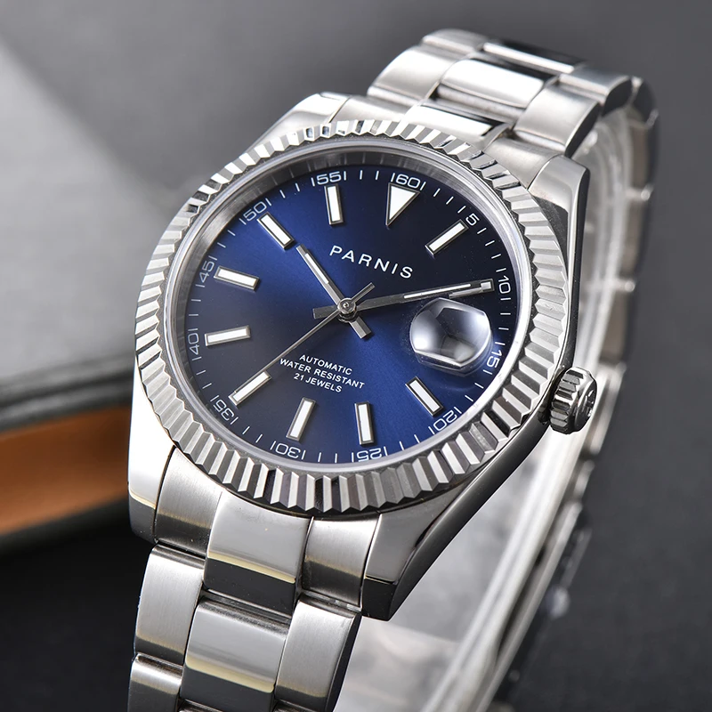 Parnis 39.5mm Blue Dial Miyota 8215 Movement Men's Watches Calendar Automatic Mechanical Men Wristwatch 20mm Bracelet man clock
Parnis 39.5mm Blue Dial Miyota 8215 Movement Men's Watches Calendar Automatic Mechanical Men Wristwatch 20mm Bracelet man clock
