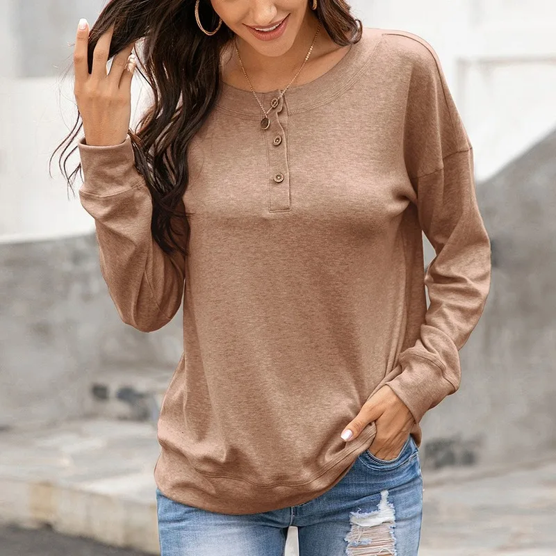 Women T Shirts Long Sleeve Button Casual Loose Pullover Jumper T-Shirt Autumn Spring Basic Tops Tunic Tee Shirt Streetwear Tops
Women T Shirts Long Sleeve Button Casual Loose Pullover Jumper T-Shirt Autumn Spring Basic Tops Tunic Tee Shirt Streetwear Tops