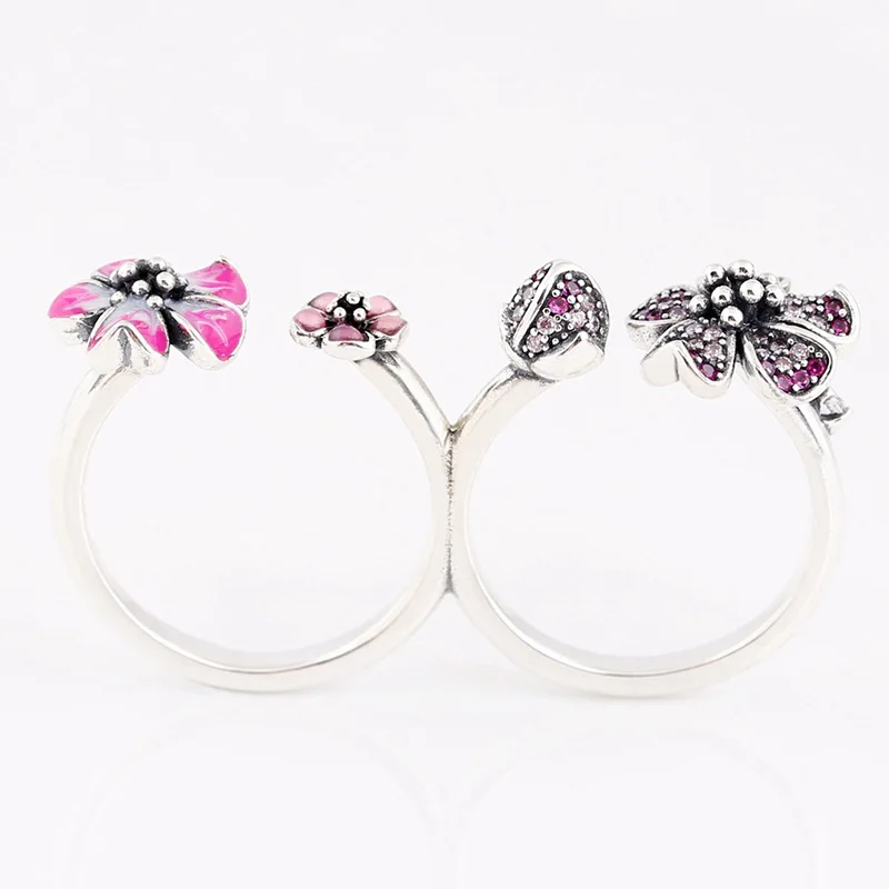 Original 925 Sterling Silver Pan Fashionable Color Enamel Double Ring Peach Blossom Ring For Women Wedding Party Fashion Jewelry
Original 925 Sterling Silver Pan Fashionable Color Enamel Double Ring Peach Blossom Ring For Women Wedding Party Fashion Jewelry