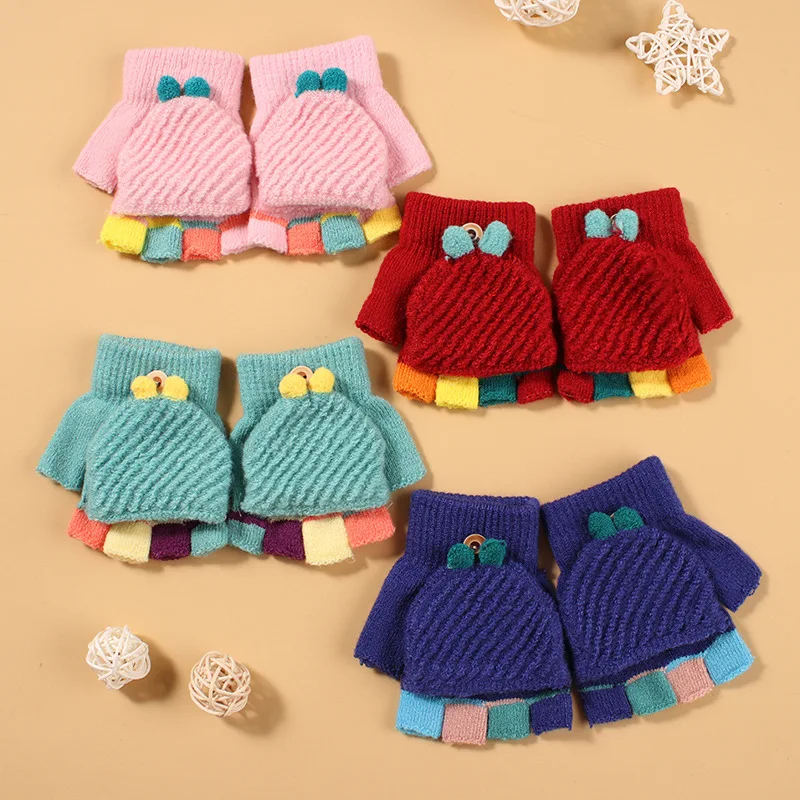 3-8 Years Kids Girls Boys Mittens Stripped Winter Thick Children's Mittens Warm Cute Cartoon Half Finger Knitted Flip Gloves
3-8 Years Kids Girls Boys Mittens Stripped Winter Thick Children's Mittens Warm Cute Cartoon Half Finger Knitted Flip Gloves