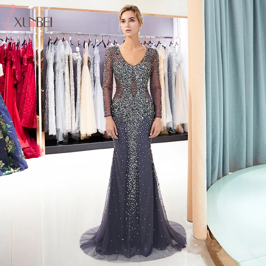 New Fashion Long Sleeves Evening Dresses Beading Crystal Vestidos De Fiesta Formal Gowns Robe De Soiree Real Photos CPS1173
New Fashion Long Sleeves Evening Dresses Beading Crystal Vestidos De Fiesta Formal Gowns Robe De Soiree Real Photos CPS1173