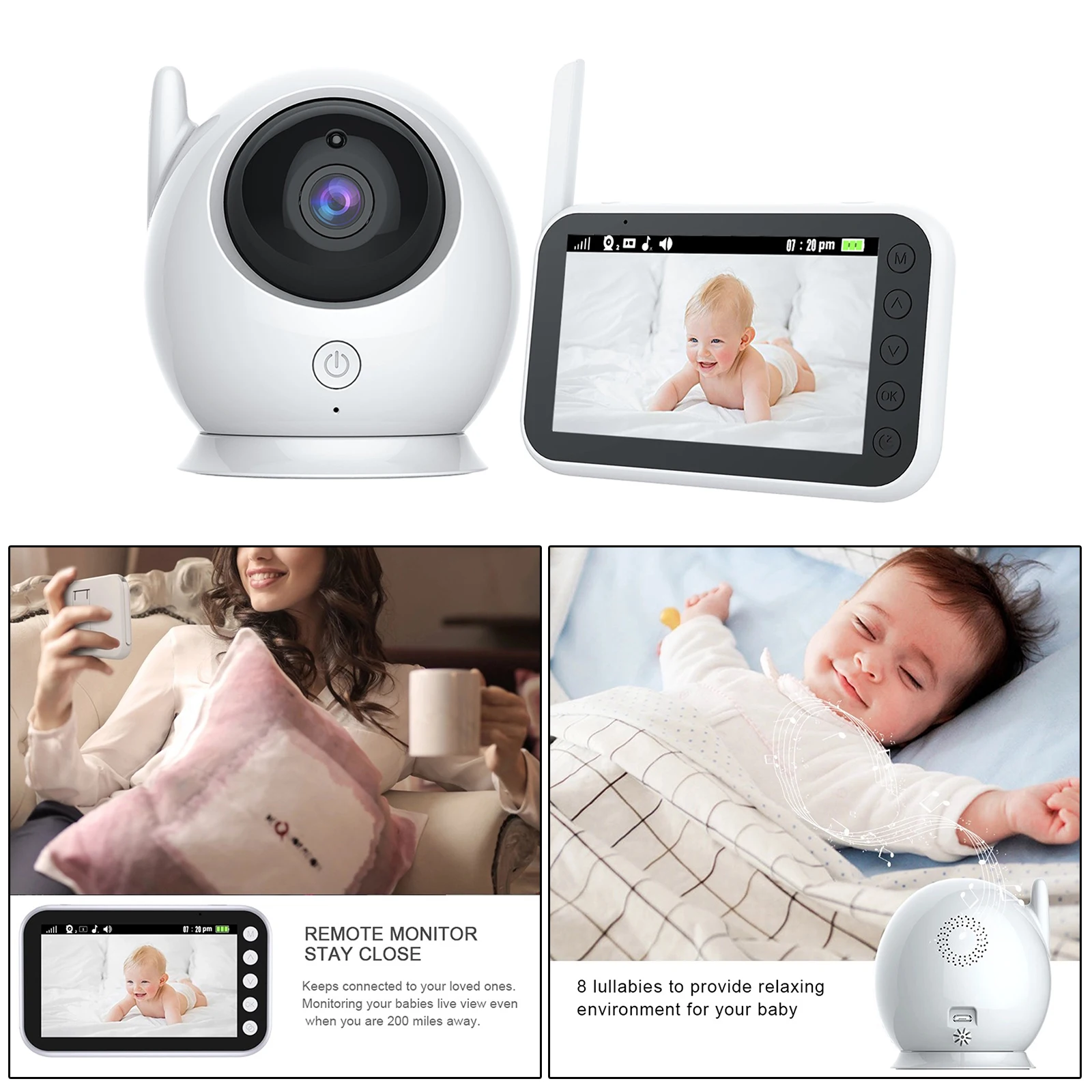 Беспроводная видеоняня, 4,3 дюйма, Wi-Fi, камера для помещений, 360 градусов, 8 колыбельных, для родителей, датчик температуры, отслеживание движен...
Беспроводная видеоняня, 4,3 дюйма, Wi-Fi, камера для помещений, 360 градусов, 8 колыбельных, для родителей, датчик температуры, отслеживание движен...