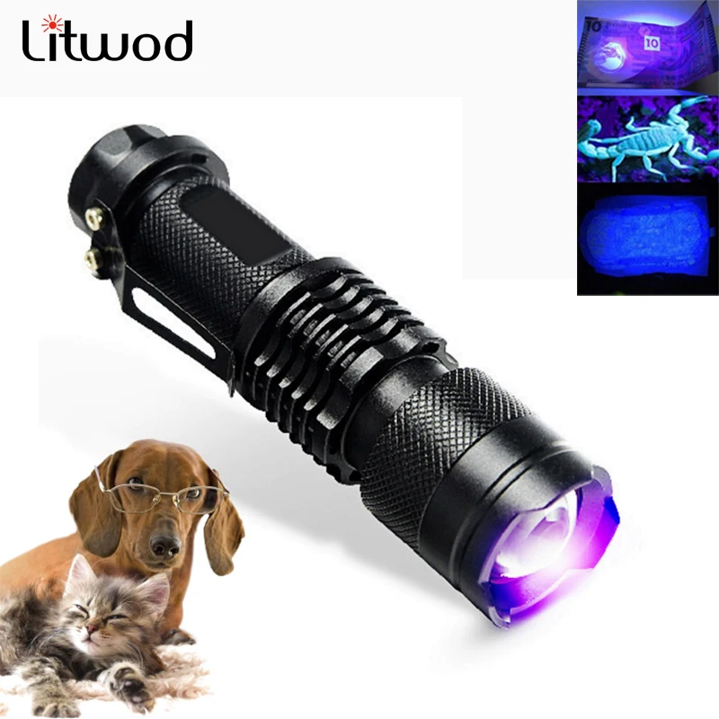 Litwod Z40 УФ-светильник ультрафиолетовый светильник с функцией зума мини-УФ-черный
