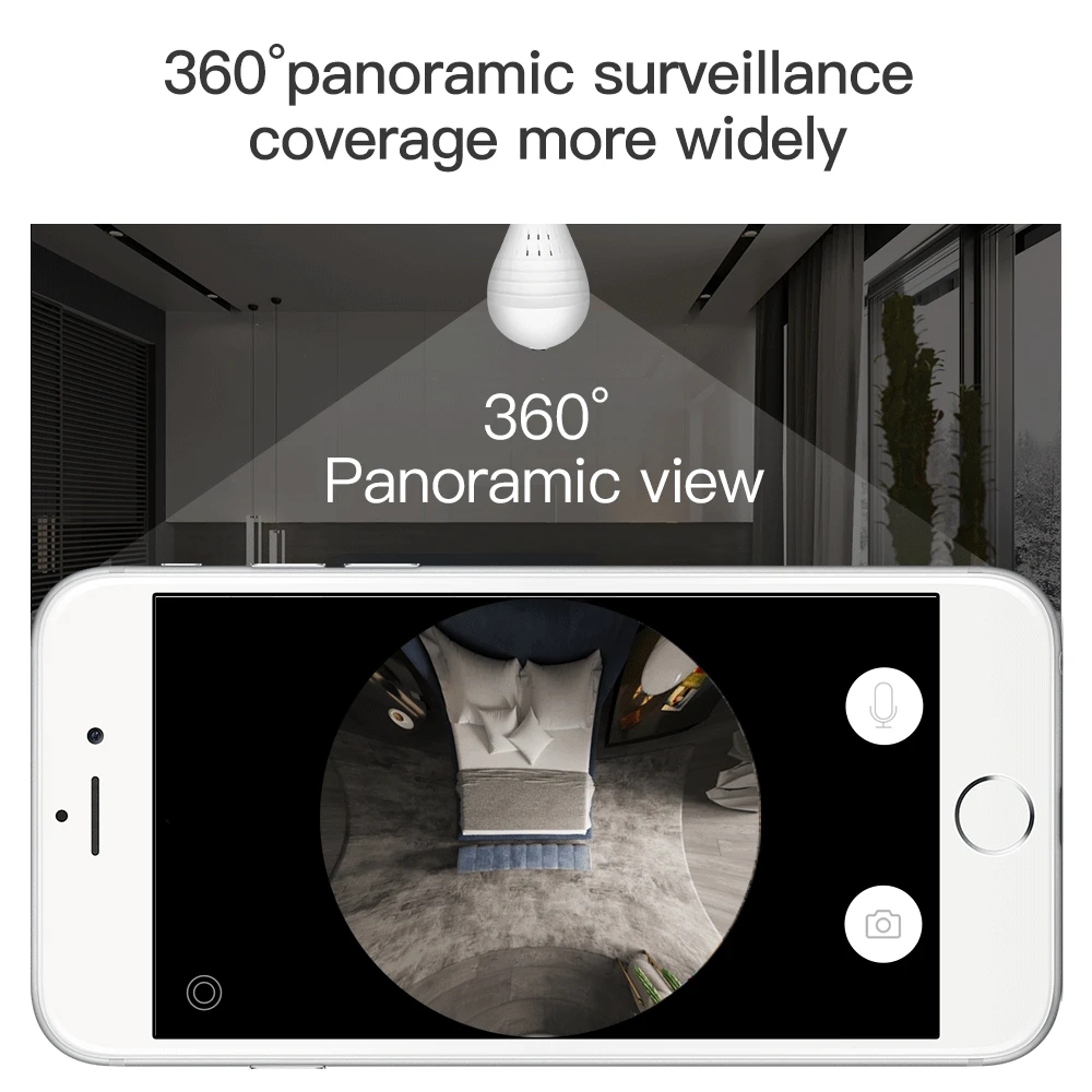 360 ° панорамный Wifi микро HD IP Камера светодиодный светильник лампы домашней