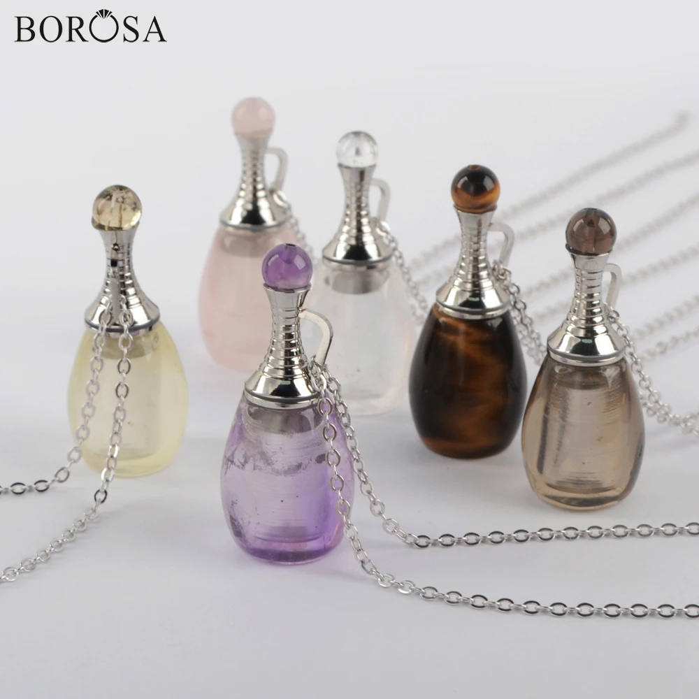 Silver Color Natural Stone Perfume Bottle Pendant Necklace Mix Amethysts Tiger Eye Essential Oil Bottle Necklace Women Gifts
Silver Color Natural Stone Perfume Bottle Pendant Necklace Mix Amethysts Tiger Eye Essential Oil Bottle Necklace Women Gifts