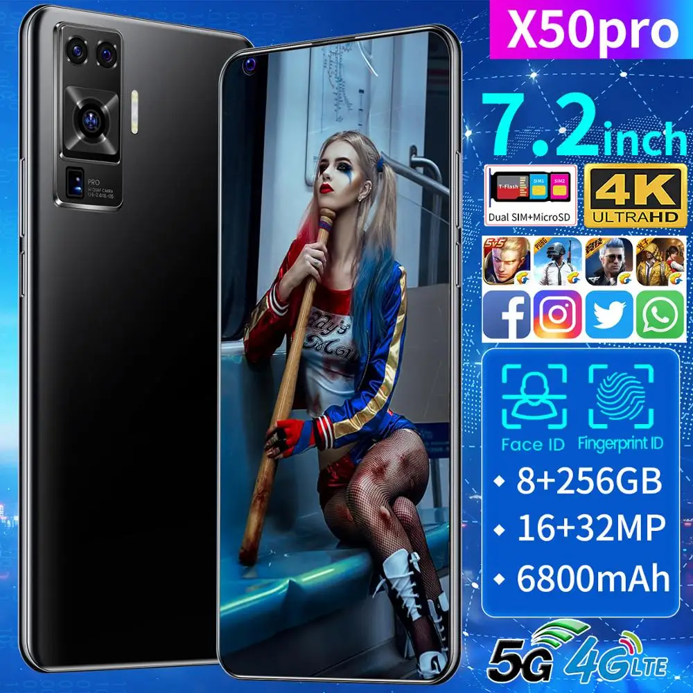 X50 Pro 7.2 Inch Smartphone 8GB RAM 256GB ROM Snapdragon 855 Android Cellphone Dual SIM Deca Cores Mobile Phone Global Version
X50 Pro 7.2 Inch Smartphone 8GB RAM 256GB ROM Snapdragon 855 Android Cellphone Dual SIM Deca Cores Mobile Phone Global Version